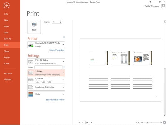 How To Print Handouts In PowerPoint 2013 Dummies