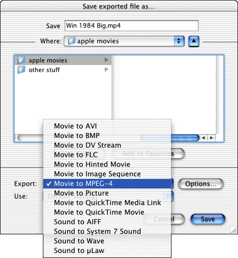 exporting files on moviemator