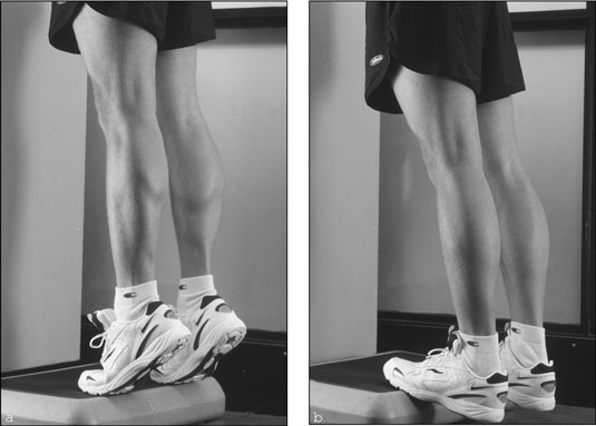 The standing calf raise works your calf muscles. [Credit: Photograph by Sunstreak Productions, Inc.]