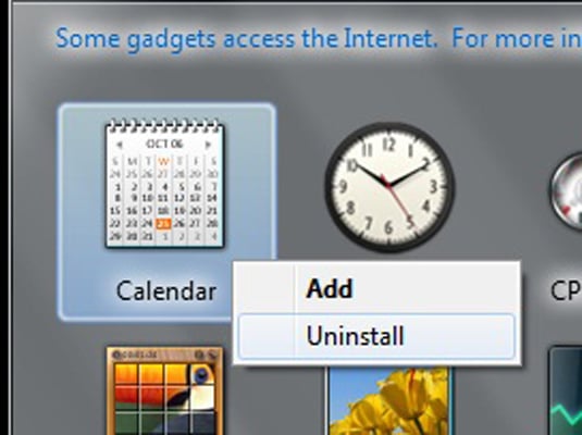 how to remove desktop gadgets in windows 7