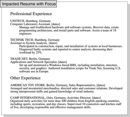 resume other words for experience