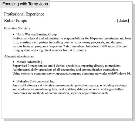 Improve focus by grouping temporary job experience under one major title.
