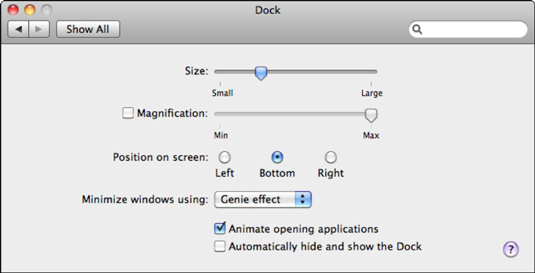 How To Customize The Dock In Mac Os X Snow Leopard Dummies [ 273 x 535 Pixel ]