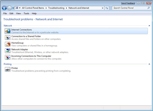 How to Repair a Network Connection in Windows 7 - dummies