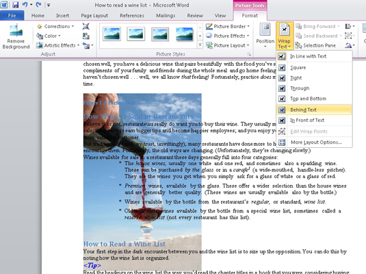 how to wrap text in word 2010