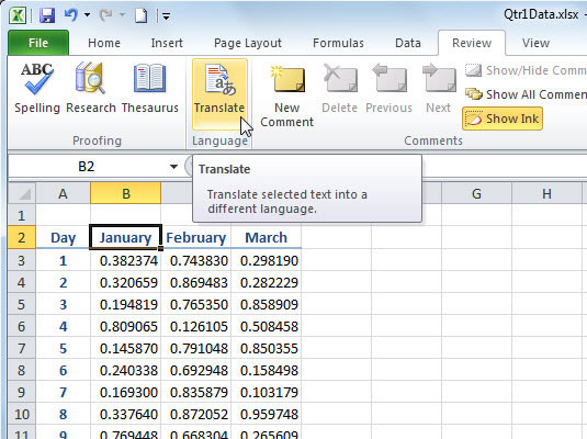 How To Translate Text In Excel 2010 Dummies