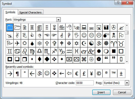 How To Insert Symbols And Special Characters In Excel 2010 Dummies