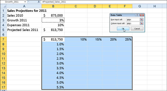 How To Create A Two Variable Data Table In Excel 2010 Dummies