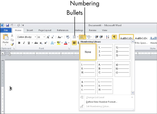 How To Create Bulleted And Numbered Lists In Microsoft Word Dummies