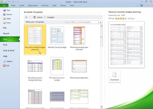 microsoft office 2010 excel templates