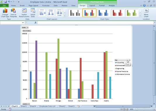How to Filter an Excel 2010 Pivot Chart - dummies
