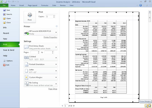 How To Change The Print Margins In Excel 2010 Dummies