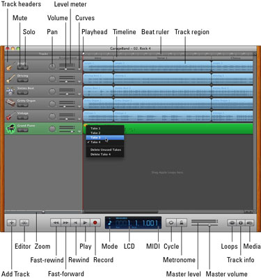 How To Navigate The Garageband Main Window In Ilife 11 Dummies