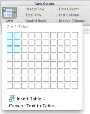 outlook for mac insert table