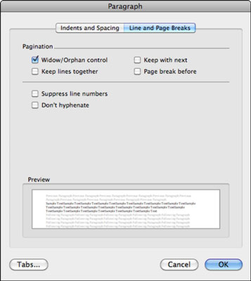 word for mac page numbers pagination