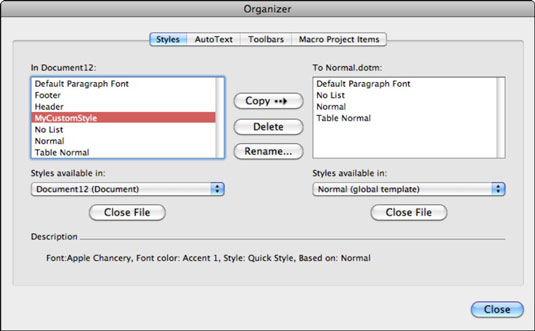 organize documents on word for mac os x