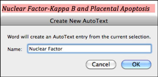 insert auto text in word for mac