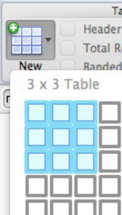 window 2011 for mac tables