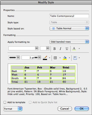 How to Modify a Table Style in Word 2011 - dummies