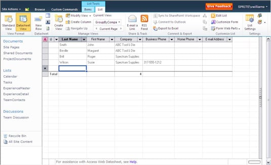 Manage List Data In A Sharepoint 2010 Datasheet View Dummies