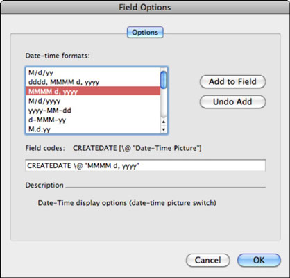 Toggle the field codes off word 2008 for mac