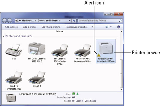 printer icons windows 7