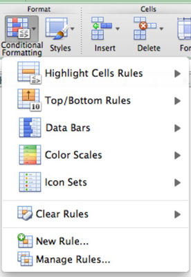 where is conditional formating in excel for mac