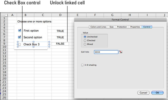 insert a check box in excel for mac