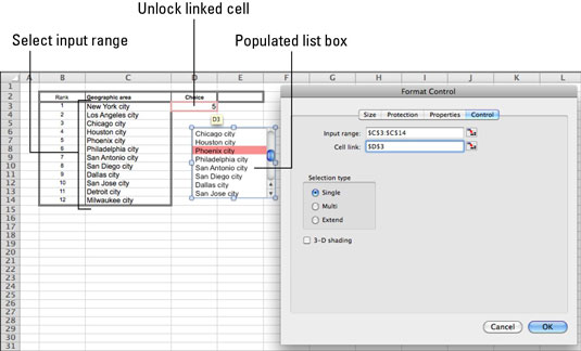 pick from a list in excel for mac