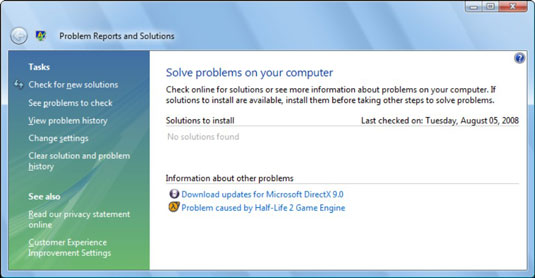 windows vista problem solving