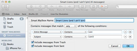 How to Create Smart Mailboxes in Mac OS X Lion - dummies