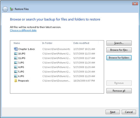 How to Restore Files from the Last Windows 7 Backup - dummies