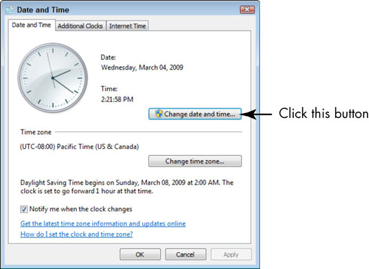 windows 7 internet time tab missing