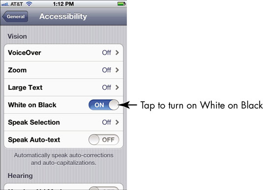 How to Turn On White on Black on Your iPhone - dummies
