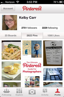 The Profile Tab Of The Pinterest Iphone App Dummies