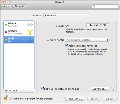 mac os x uses the network connection tool for configuring modems and other network connections.