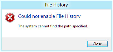 could not enable file history