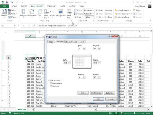 How To Adjust Margins In Excel 2013 Dummies