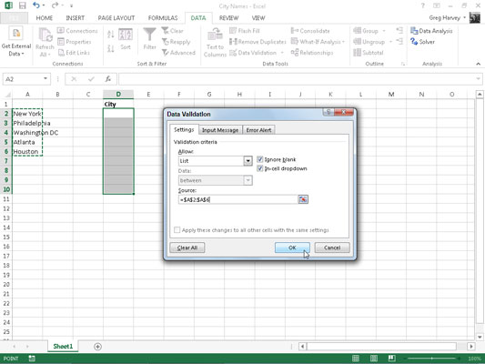 Limit Data Entry With Data Validation In Excel 2013 Dummies