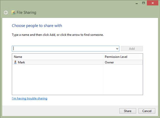 how to share folders in windows 8