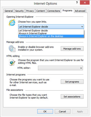 Internet Explorer on the Windows 8.1 Desktop - dummies