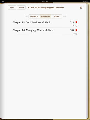 how to create a bookmark in ibook