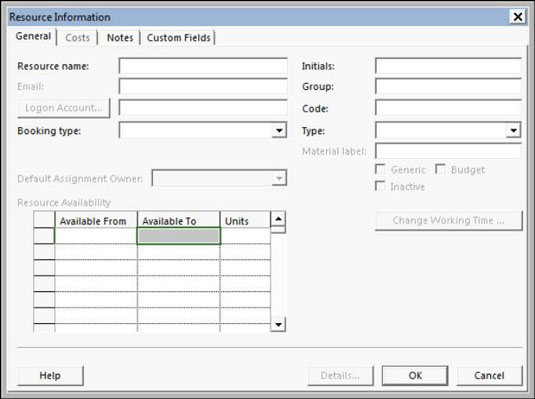 How To Create A Resource In Project 2013 Dummies