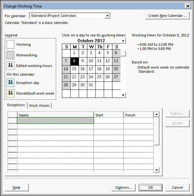 How To Set Work Time Exceptions In Project 2013 - Dummies