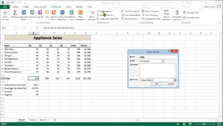 How To Work With Named Ranges In Excel 2013 - Dummies