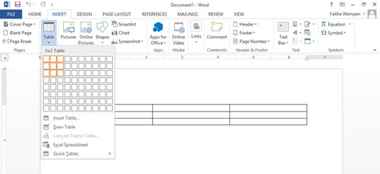 How to Create a Table in Word 2013 - dummies