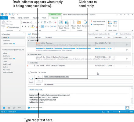 How to Read and Reply to E-Mails in Outlook - dummies