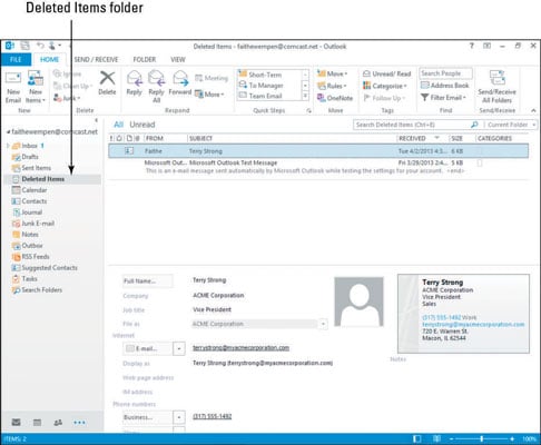 Delete And Restore Contacts In Outlook - Dummies