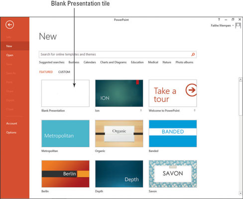 a new presentation in powerpoint can be created from