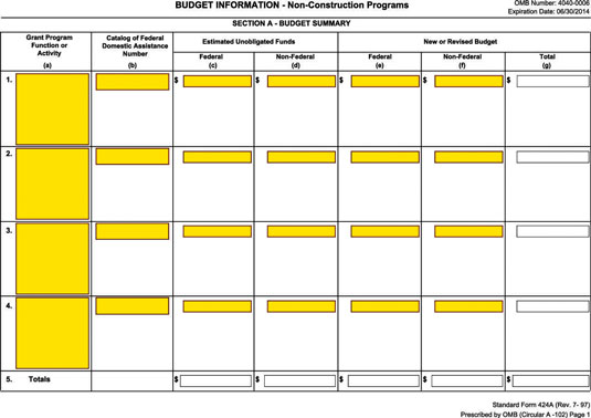 Sf 424a Form Fillable Usda - Printable Forms Free Online